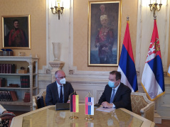 8 June 2021 National Assembly Speaker Ivica Dacic in meeting with German Ambassador to Serbia Thomas Schieb